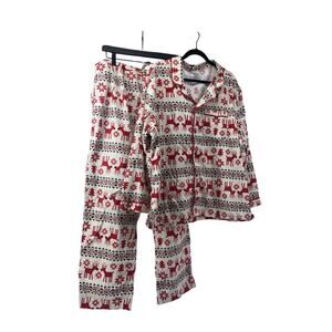 Hanna Andersson Adult Sz X-Large Dear Deer Christmas Flannel Pajama Set Xmas
